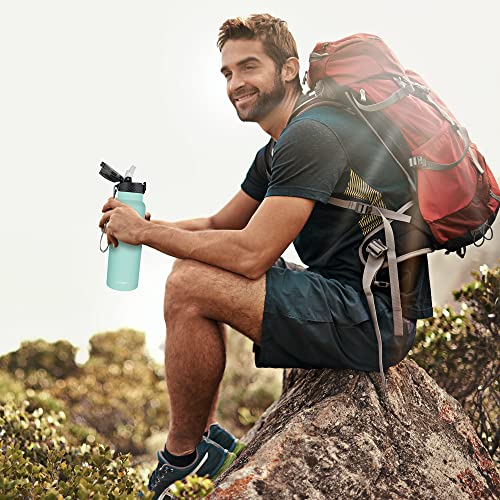 Han's Bottle Sports Water Bottle - 24 Oz, Straw Lid, Leak Proof, Vacuum Insulated Stainless Steel, Double Walled, Thermo Mug,Sky #TOP6
