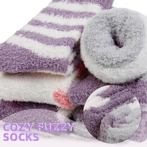 Image of AIBFRID Fuzzy Slipper Sock Soft Cozy Socks Thick Warm Sock Winter Home Sleeping Sock for Women Girls