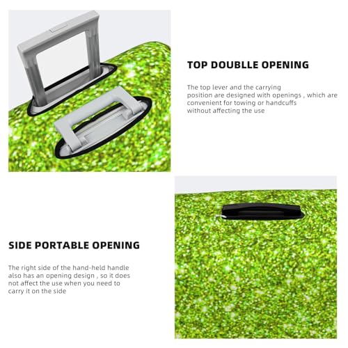 Lime Green Glitter For Travel Luggage Cover Suitcase Protector Fits 18-32 Inch Travel Luggage Protector Elastic Luggage Anti-Scratch Suitcase Cover3