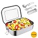 Produktbild Comfook Brotdose Edelstahl, 1400ml Bento Box Auslaufsicher Lunchbox mit Flexible Trennwand große Brotbox mit Faltbares Besteck | Brotdose Kinder und Erwachsen