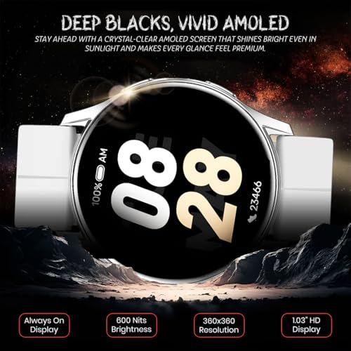 Image of PunnkFunnk Active 2 Smartwatch, 1.39 inch HD Round Display, Bluetooth Calling, Heart Rate & SPO₂, 100+ Sports Modes, IP67, Long Battery Life for Men & Women (Magnetic White)