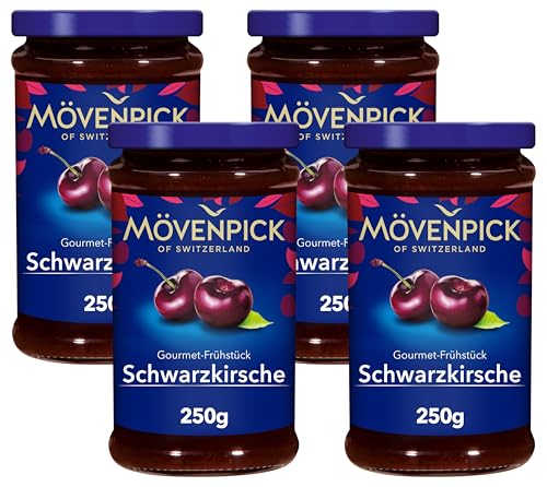Mövenpick Gourmet-Frühstück Schwarzkirsche, Premium Fruchtaufstrich, 250 g (Packung mit 4)