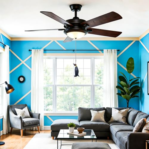 Image of Penguin Ceiling Fan Pull Chain, 14in Cute Animal String Pulls Charm Extension Decorative, 3mm Beaded Lamp Chains Extender Ornaments with Connector for Kids Room