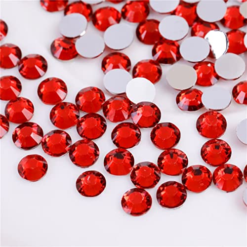 Image of 1500 Pieces SS16 4mm Flatback Rhinestones Clear Glass Round Gems Crystals for Nail Art DIY Crafts Clothes Shoes Bags （Red）