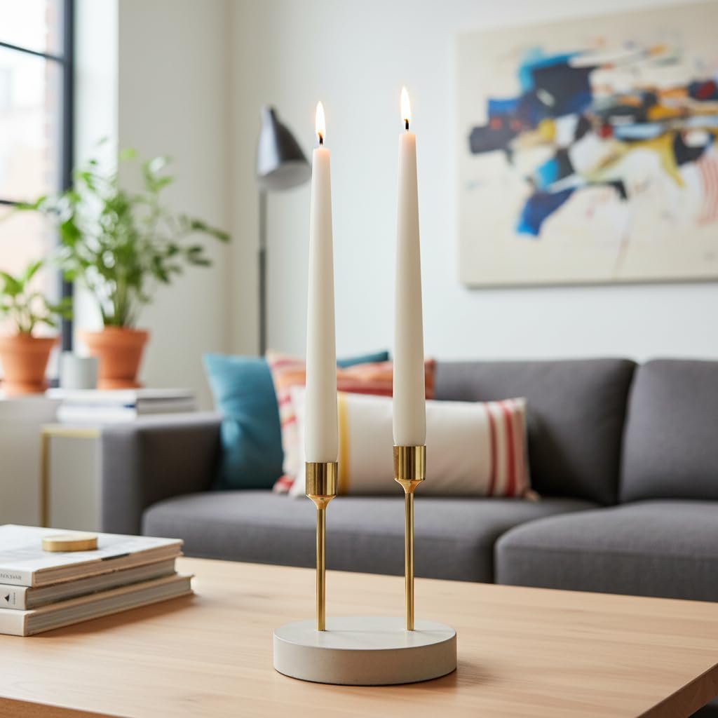 Cereria di Giorgio Conical Candles for Candlestick, Wax, Taupe, 2.2 x 25 cm
