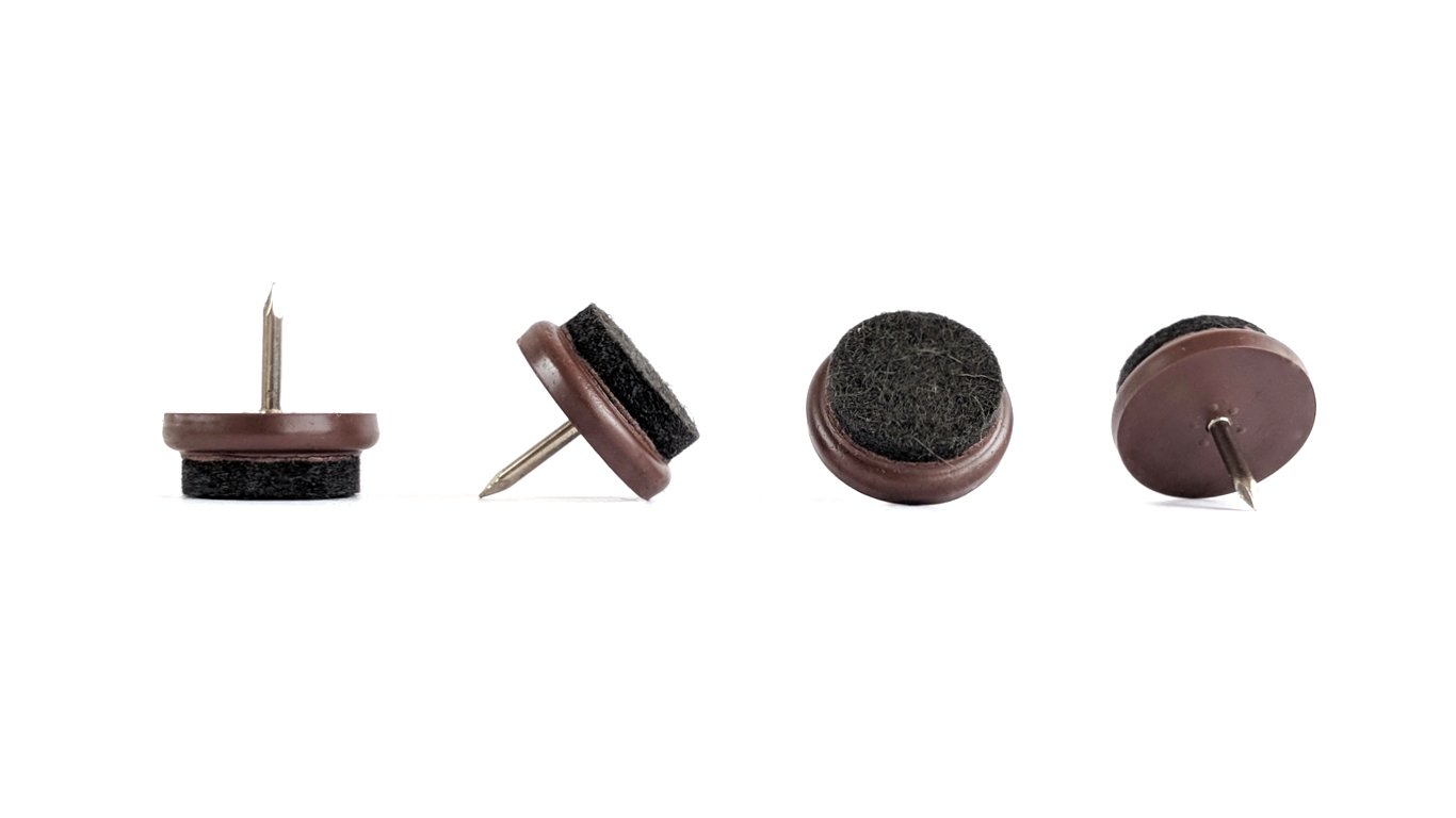 Keay Vital Parts Brown Furniture Glides. Felt Pads With Nail, Quality Floor Protectors - Made In Germany (, 24Mm Diameter, Pack Of 24)