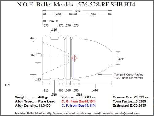 2 Cavity Hollow Base Aluminum Bullet Mold by N.O.E. Bullet Moulds
