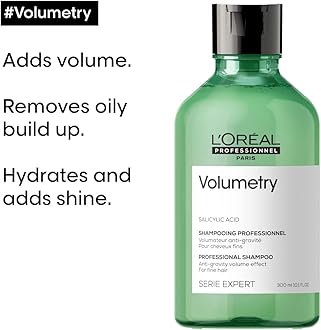 L'Oréal Professionnel Paris Volumetry Volumizing Shampoo - Removes Build Up & and Cleanses Scalp, Provides Lift For Fine & Thin Hair Types, With Salicylic Acid