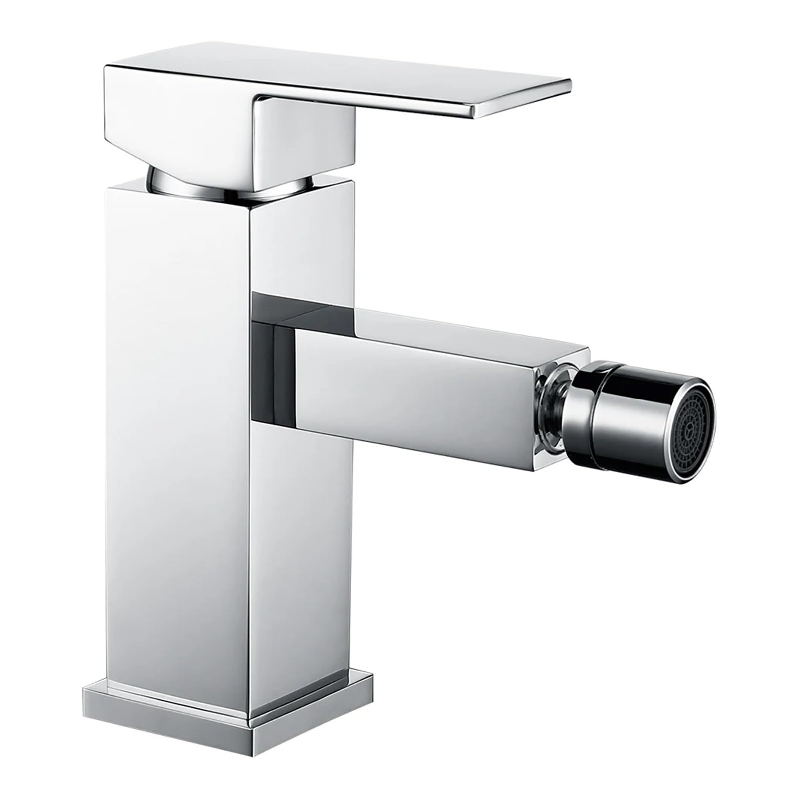 Grifo de bidé monomando cromado con aireador orientable para agua caliente y fría