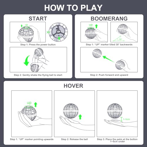 XINHOME Fliegender Balls 2026, Flying Ball mit Led-Beleuchtung, Orbi Ball Drohne Hover Toy Flying Spinner Geschenke für Jungen Mädchen Kinder 6-12 Jahre Flying Orb Ball Spielzeug Blau