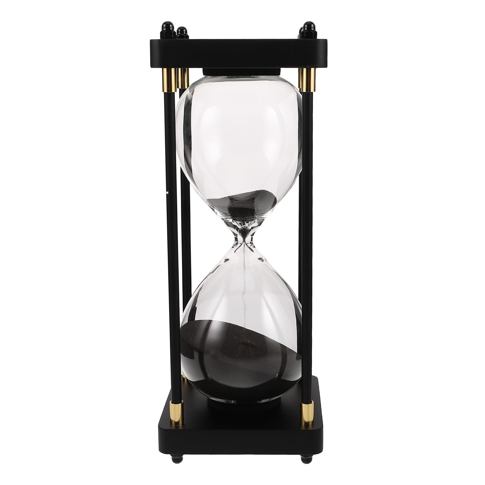 Ipetboom Temporizador de Arena de 60 Minutos Arena Negra Decorativo de Cristal Transparente Temporizador Creativo para Cocina Oficina y Hogar Gestión Precisa