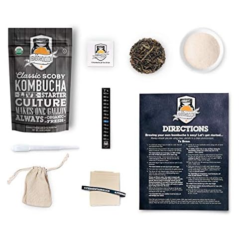 Fermentaholics Ingredient Kit - Classic Kombucha, Brews 1-Gallon, Organic, Kosher Cover