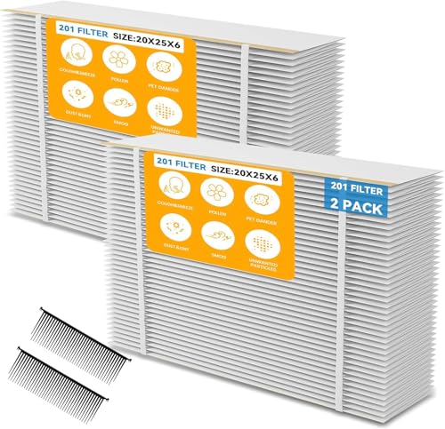 2 Pack 201 Replacement Filter MERV 10 Compatible with Aprilaire 2200 2250 Space Gard 2200 Whole House Air Cleaner Purifiers and Lennox PMAC-20C Lennox X0445.(Incloud 2 PCS Pleat Spacers