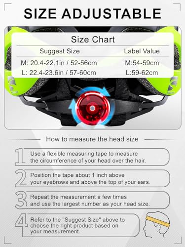 Image of KINGBIKE Bike Helmet for Adult Men Women Youth Road Commute Mountain Cycling Helmets with USB Rechargeable Light 20.4-23.6in (Black, Large)