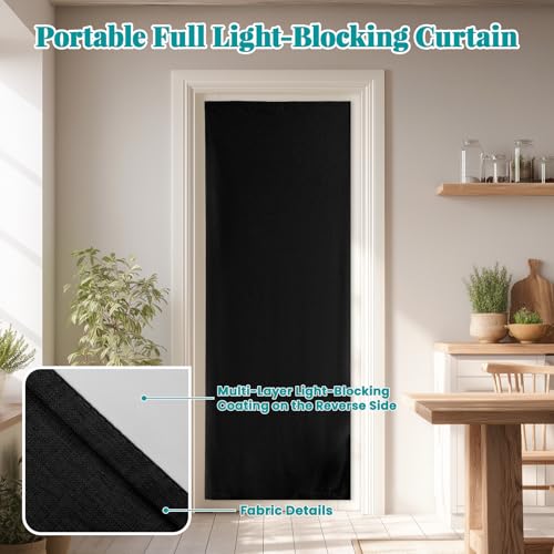 Image of 100% Blackout French Door Curtain- Privacy Thermal Insulated Door Window Curtain for Patio Front Tricia Sidelight Panel, W25 x L72 inch, 1 Panel, Black