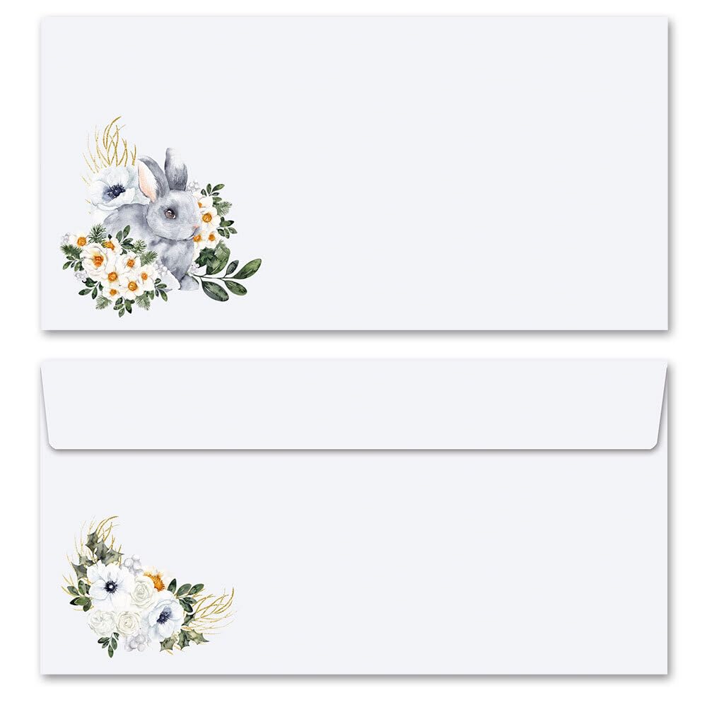 Enveloppes à Motifs Lapins De Fleurs - Papier 80g/m² - Rose - Marque Paper-Media