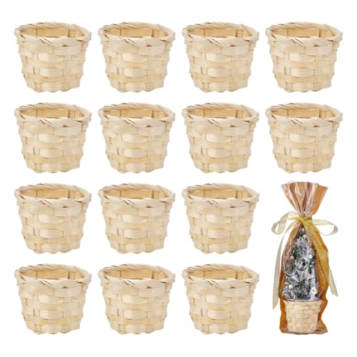 PH PandaHall 16pcs Petits Paniers Tressés en Bambou Mini Panier Tressé, Panier de Paille Mini Paniers pour Cadeaux Décorations pour la Maison Cadeaux Jardin...