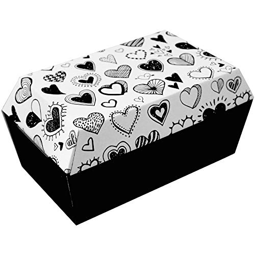 Bestlivings Haustiersarg, Tiersarg in vers. Größen, aus Wellkarton (biologisch abbaubar) - Tiersarg Bedruckt S - 200x125x95mm - Design: Herzen