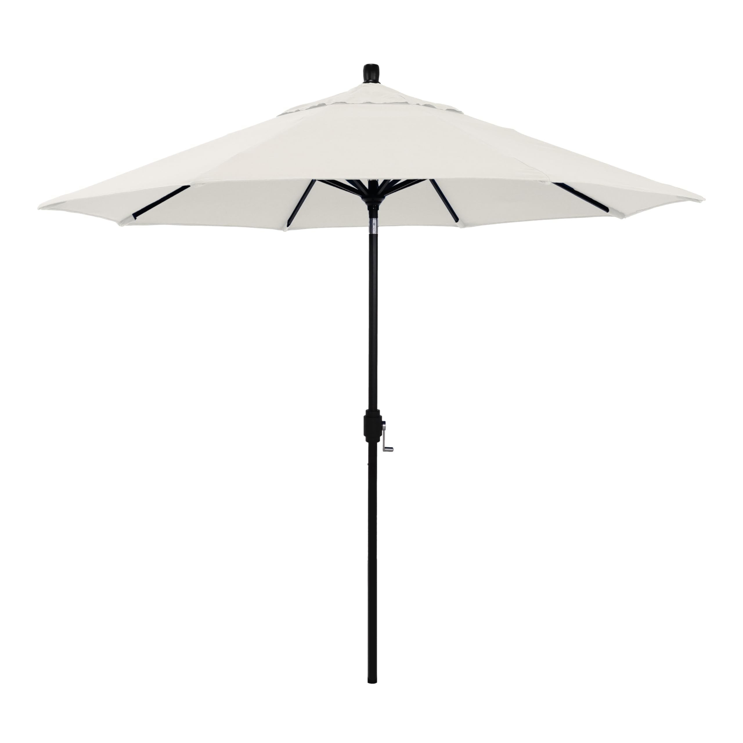 Photo 1 of California Umbrella 12-Year-Non-Fading, 9Ft Premium Sunbrella Patio Umbrella, Hand-Crank, Button-Tilt, Black Frame, Natural Fabric