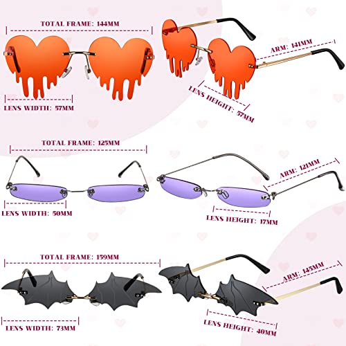 8 Pcs Irregular Sunglasses Set Heart Sunglasses Flame Cloud Butterfly Star Rimless Shape Party Favors (Stylish Style)2