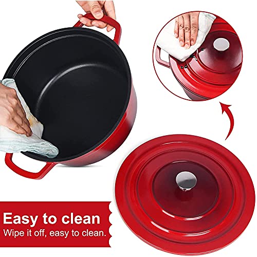 Dutch-Oven-Pot-with-Lid-68-QT-Cast-Aluminum-Nonstick-Casserole-Lightweight-Cookware-Braiser-Pot-Suitable-for-Meats-Soups-Bread-Baking-in-Oven-Red