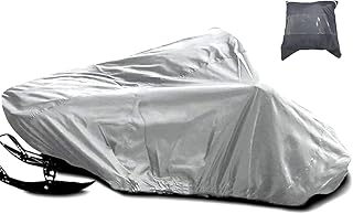 Skyour Snowmobile Cover Gray Waterproof Heavy Duty 145in Trailerable Snowmobile Snow Machine Sled Cover UV Resistant Stoarge Snowmobiles Dust Covers for Arctic Cat/Polaris/Ski Doo/Yamaha Snowmobiling