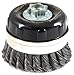 Forney 72869 Wire Cup Brush, Industrial Pro Twist Knot with Bridle 5/8-Inch-11 and M14-by-2.0 Multi Arbor, 4-Inch-by-.020-Inch