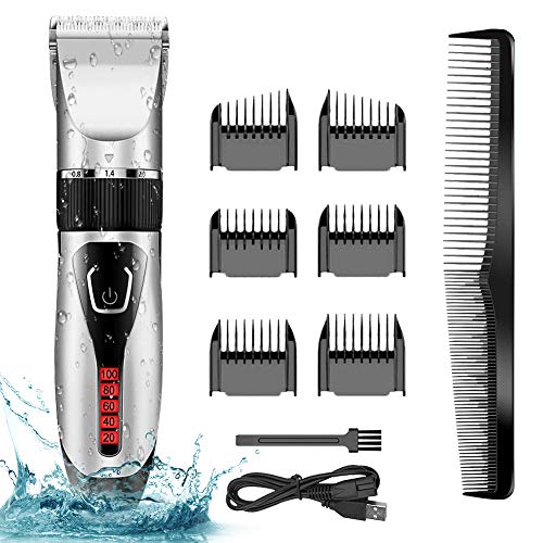 TOPERSUN Tondeuse Cheveux Électrique Tondeuse à Cheveux Homme Professionnelle sans Fil avec Écran LED Rechargeable USB Réglable Imperméable Lames en Céramique pour Domicile Coiffeur