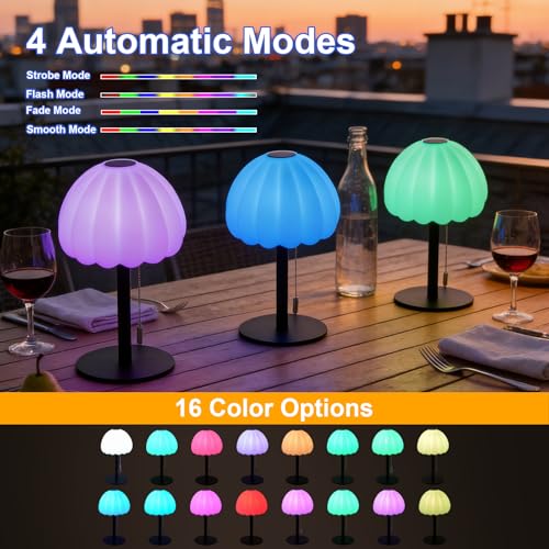 Image of Waterproof Shower Lamp for Inside Shower, Cordless Rechargeable Table Lamp with Remote & Touch Control, 16 Colors, Timer Function, Outdoor Table Lamp for Bathroom Camping Patio Dining Room