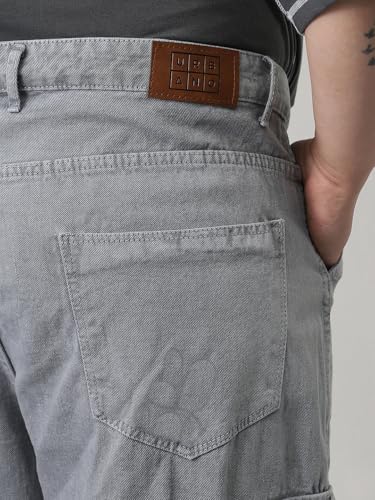 Image of Urbano Plus Men Mid Rise Loose Baggy Fit Cargo Jeans with 6 Pockets Non-Stretchable