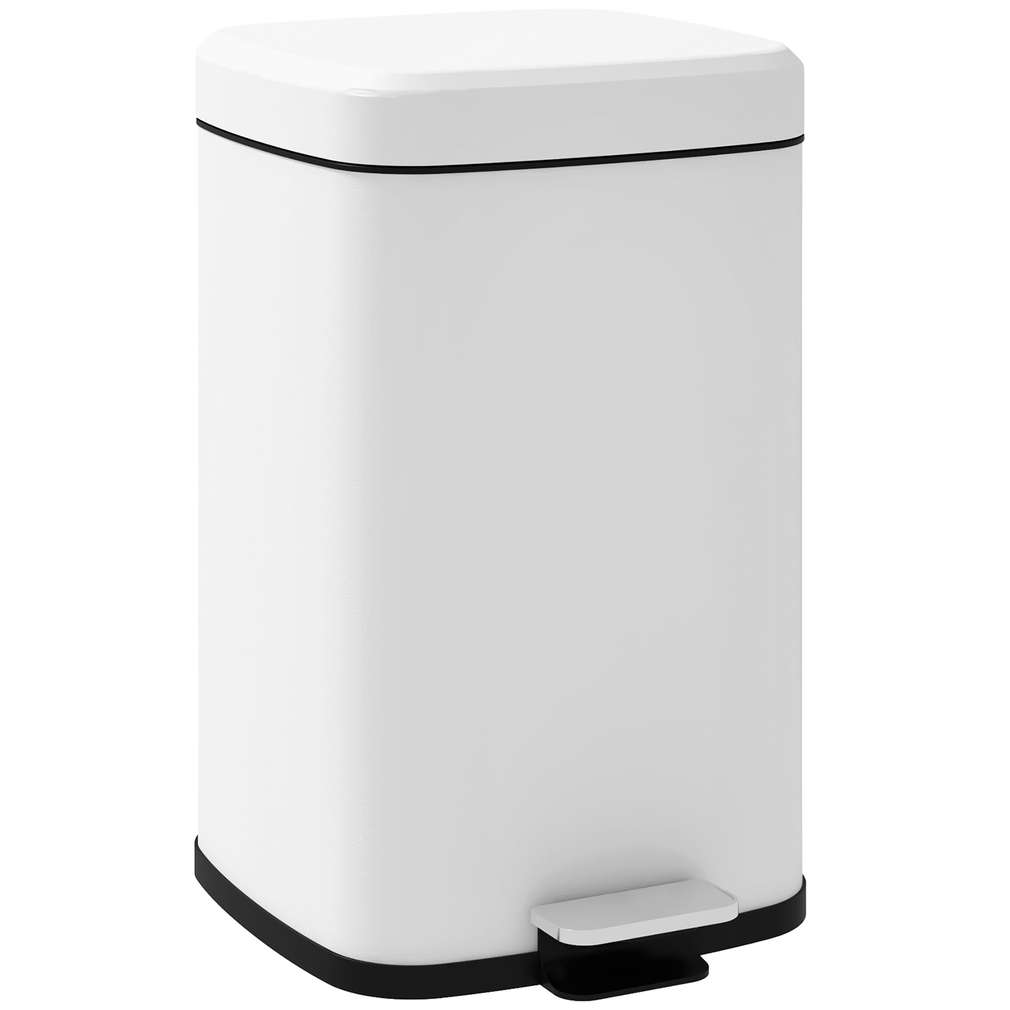 HOMCOM Cubo de basura cocina 20L Pedal 28x35x45cm Blanco | Acero inoxidable, cierre suave, compacto, cubo interior extraíble