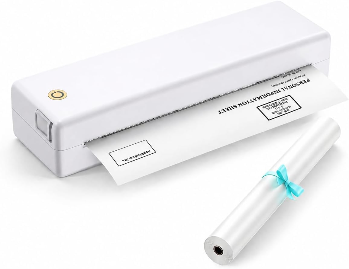 eSynic Imprimante Thermique Portable A4 Bluetooth USB Compatible iOS Android Windows MacOS