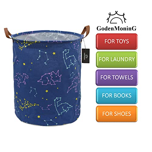 Collapsible Laundry Basket - Godenmoning 62.8L Large Sized Round Waterproof Storage Bin With Handles,Home Decor,Toy Organizer,Children Nursery Hamper. (Dinosaur Constellation) #TOP2