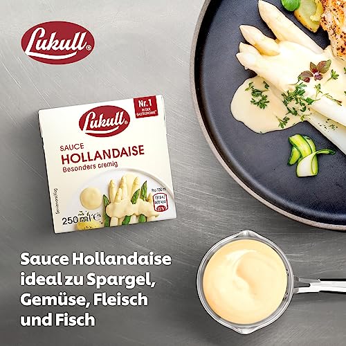 Lukull Sauce Lukull Hollandaise besonders cremige Sauce zu Spargel, Gemüse, Fleisch und Fisch, 250 ml tafelfertige Sauce 12 Stück