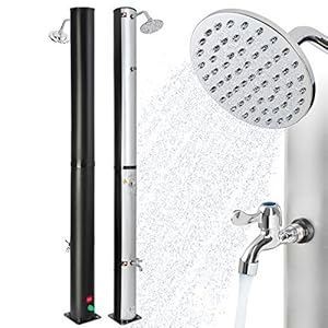 Arebos Douche op zonne-energie | 40 liter | regelbare watertemperatuur tot 60 graden | met voetdouche | met thermometer