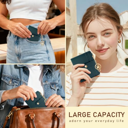 Image of Jogjam Lake Blue Small Women Wallet, Rfid Slim Compact Credit Card Holder | PU Leather Bifold Cash Zipper Coin Pocket ID Window, for Female Ladies Teen Girls Girly Gifts