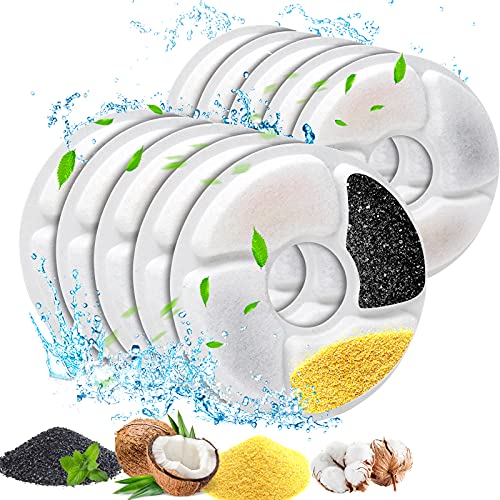 Cat Water Fountain Filters, Pet Fountain Filters, Dog Fountain Activated Carbon Filters Replacement for Keeping Water Fresh Compatible with Cats and Dogs for Automatic Pet Fountainï¼ˆ10Pcsï¼‰