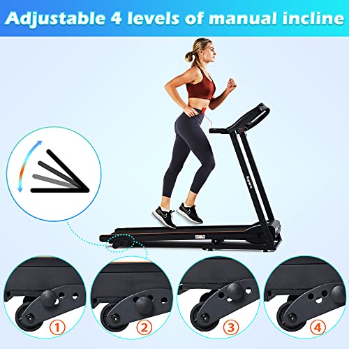 Image of Ksports Foldable 16.5 Inch Cardio Fitness Portable Treadmill with Bluetooth Connectivity, LCD Display, and Tracking Apps for Home Gym Equipment, Black