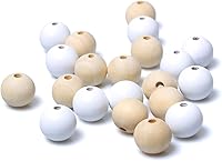 Vista 10 de Cuentas redondas de madera de 3/4 pulgadas, 100 unidades, cuentas sueltas naturales sin terminar, espaciador, suministros para abalorios, hallazgos