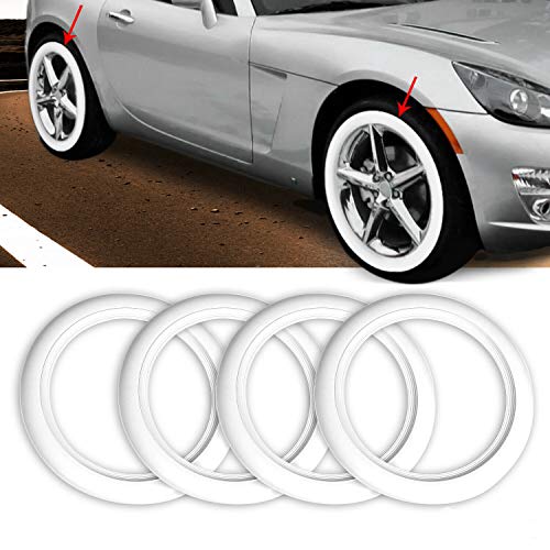 OMAC Universal Black & White Walls Tires Insert | 15 inch Rims Side Wall 4 pcs. | Auto Exterior Accessories