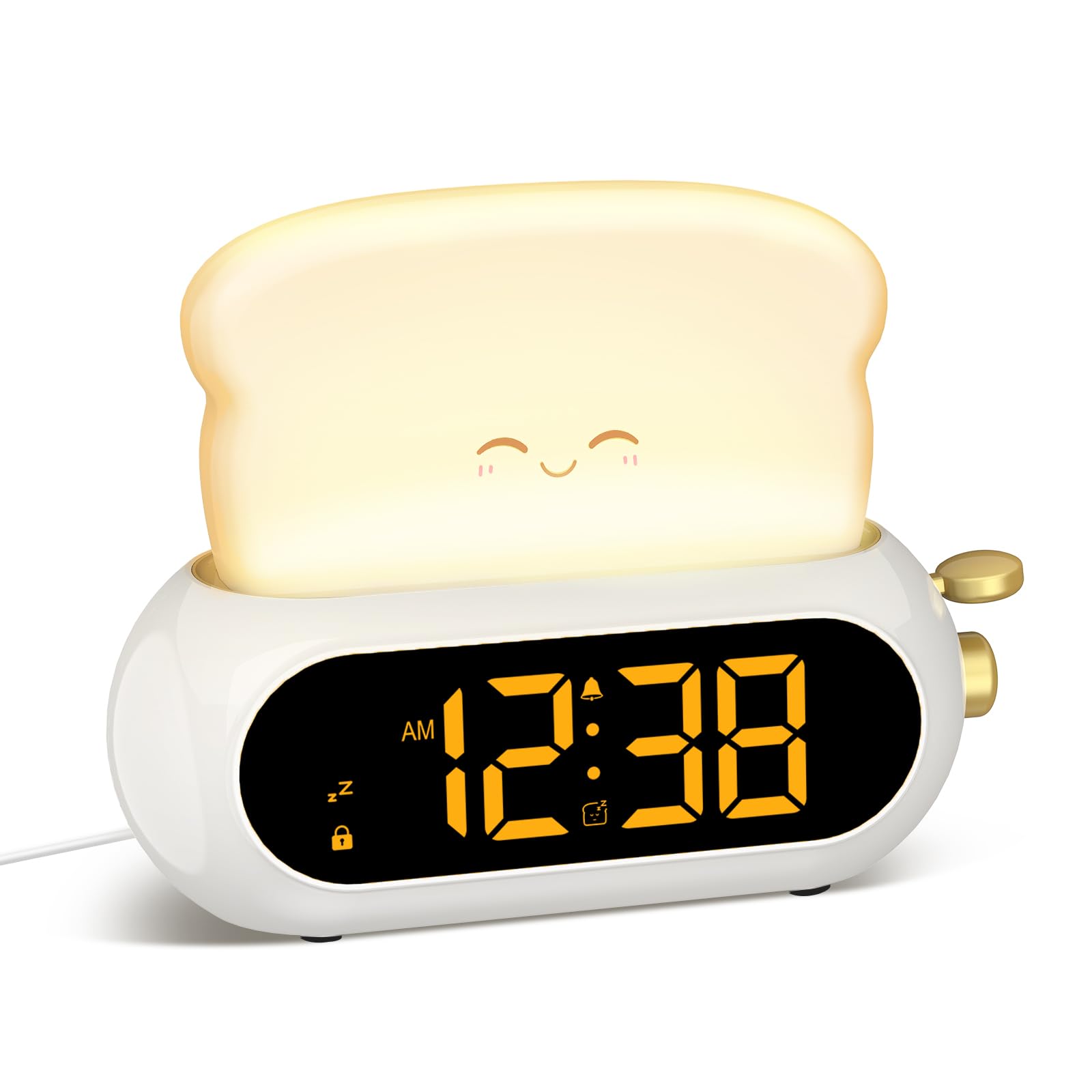 Kids Alarm Clocks for Bedroom, Cute Digital Clock with Night Light, 10 Ringtones, 10 Volumes, Nap Timer, Brightness Dimmer, Snooze, Bedside Alarm Clocks for Boys Girls Teens Birthday Gift, Plug-in Use