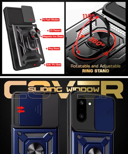 Image of WOW IMAGINE Tough Armor Bumper Mobile Back Case for 1+ OnePlus 15R 5G 2025 | Sliding Camera Cover | Shock Proof 360 Protection | Hybrid PC + TPU | Ring Holder with Kickstand - Blue
