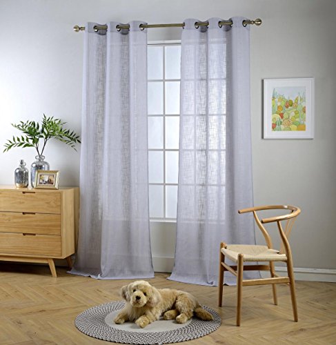 Miuco - Visillos de polilino con ojales para sala de estar, 2 cortinas (2 x 94 cm de ancho)
