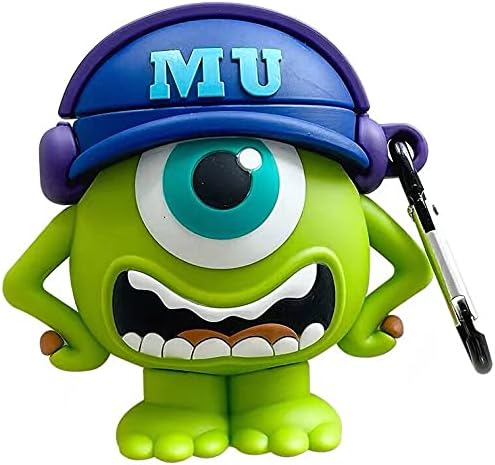 Funda de silicona ultra gruesa y suave para Apple AirPods Pro 2019 Generación 2019 con llavero verde Mike Monster 3D de dibujos animados anime,