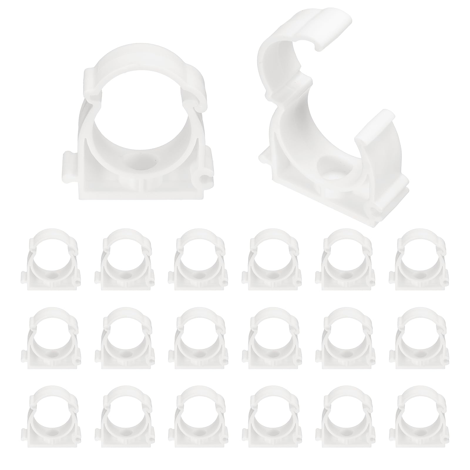 sourcing map 20pcs U-Shaped PPR Water Pipe Clamps Clips 1-1/4" (32mm) U-Shaped Buckles U-Hook Pipe Support Hangers with Lock for TV Trays Tubing Hose Hanger Support Pex Tubing, White