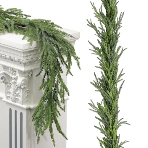 Guirnalda de decoración navideña - Guirnalda de abeto de vegetación artificial decorativa de 180 centímetros | Guirnalda de pino de vegetación artificial | Para sala de estar, precio de chimenea