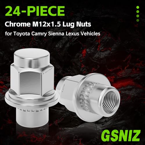 Image of M12x1.5 Lug Nuts, 24pcs 12mmx1.5 Thread Close End Mag Seat Style Lug Nut 1.46 inch Tall 13 /16 inchHex, Compatible with Toyota 1997-2019 Tacoma,1997-2019 Camry,1999-2019 Sienna,1997-2019 4Runner