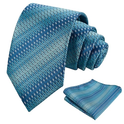 Image of Alizeal Mens 3.15'' Gradient Novelty Pattern Tie Set with Pocket Square Casual Color Tie Set