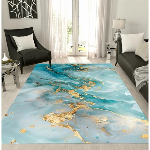 Tapete decorativo azul teal con diseño marmolado 4x6 miniatura 2