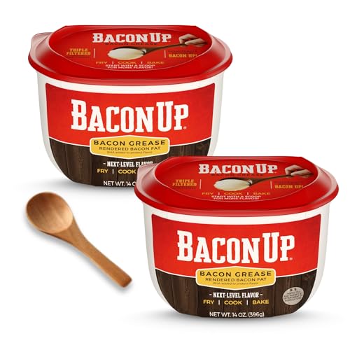 Image of Bacon UpⓇ Bacon Grease for Cooking - 14 Ounce Tub of Authentic Bacon Fat for Cooking, Frying and Baking - Triple-Filtered for Purity, No Carbs, Gluten-Free and Shelf-Stable with Spoon - (2-pack)